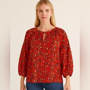 Vince Camuto Red Floral Blouse size small